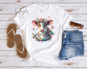 Söt ko-tröja, ko-tröja för mamma, akvarell ko-tröja, ko-presenter till henne, kviga-tröja, gård-t-shirt, ranch-tröja, bonde, cowgirl
