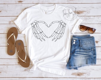 Skeleton Hands Heart, Halloween Shirt, Skeleton Shirt, Heart Shirt, Halloween Shirt, Cute Halloween Tee, Skeleton Heart Shirt, Love Shirt