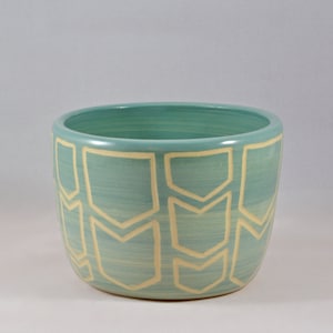 Ceramic Planter / Bowl with Chevron Design