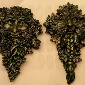Greenman Pair handcrafted Irish Artist wall decoration Treeman forest spirit