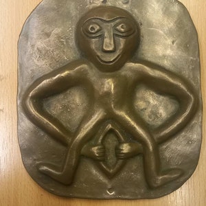 Sheela Na Gig cold cast bronze wall plaque handcrafted Irish pagan fertility symbol hanging,goddess,medieval art