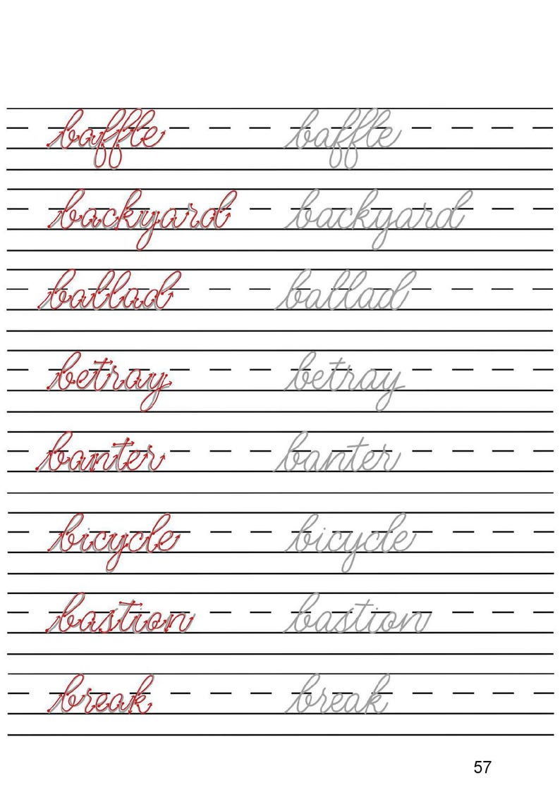 pdf digital printable cursive handwriting workbook etsy