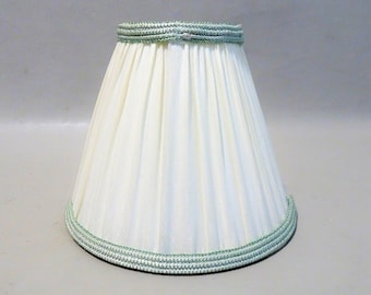 Vintage Special Romantic Lampshade - Pleated ivory white green fabric 60s / 70s Last one!