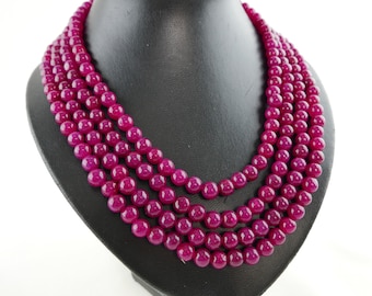 Necklace of 4 rows Ruby Beads