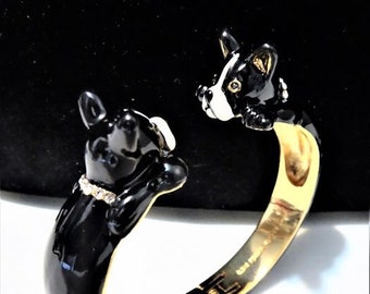 Signed Kate Spade Puppy Dog Open Hinged Cuff Bracelet New York Ma Cherie Antoine Dog Bulldog Etsy