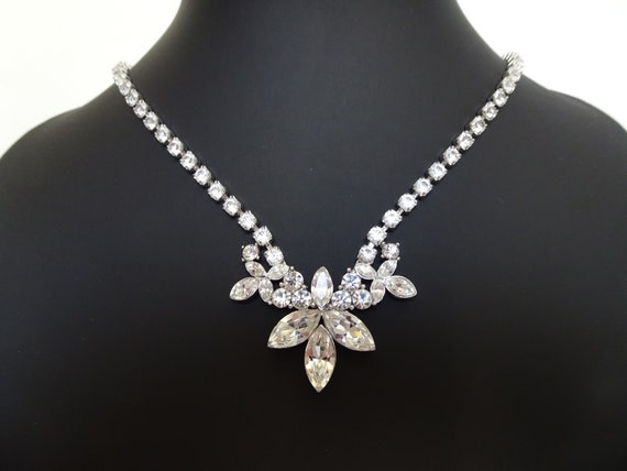Signed MONET - Art Deco Style Rhinestone Necklace