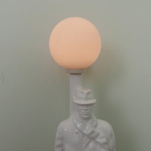 Image Man Table Lamp in White Ceramic - 70s Made in Holland - Delft White