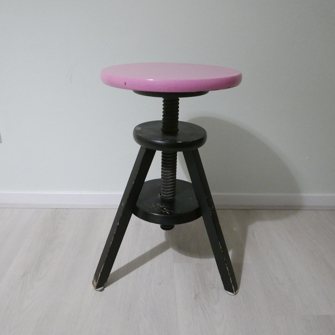Atelier Stool Piano Stool Swivel Stool in Wood Vintage Black Pink Wood ...