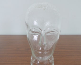 Glass Mannequin Head Vintage 80s Transparent Glass