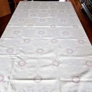 Vintage Mintgrün Rosa Blumen Tischdecke - 80er Jahre - Küche Wohnzimmer Tischdecke Tischdekoration Tischdecke Tischwäsche