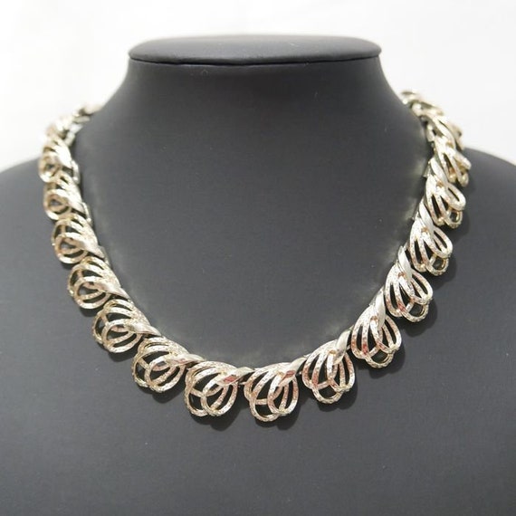Signed CORO- Necklace - Swirl Gold Tone Choker Vin