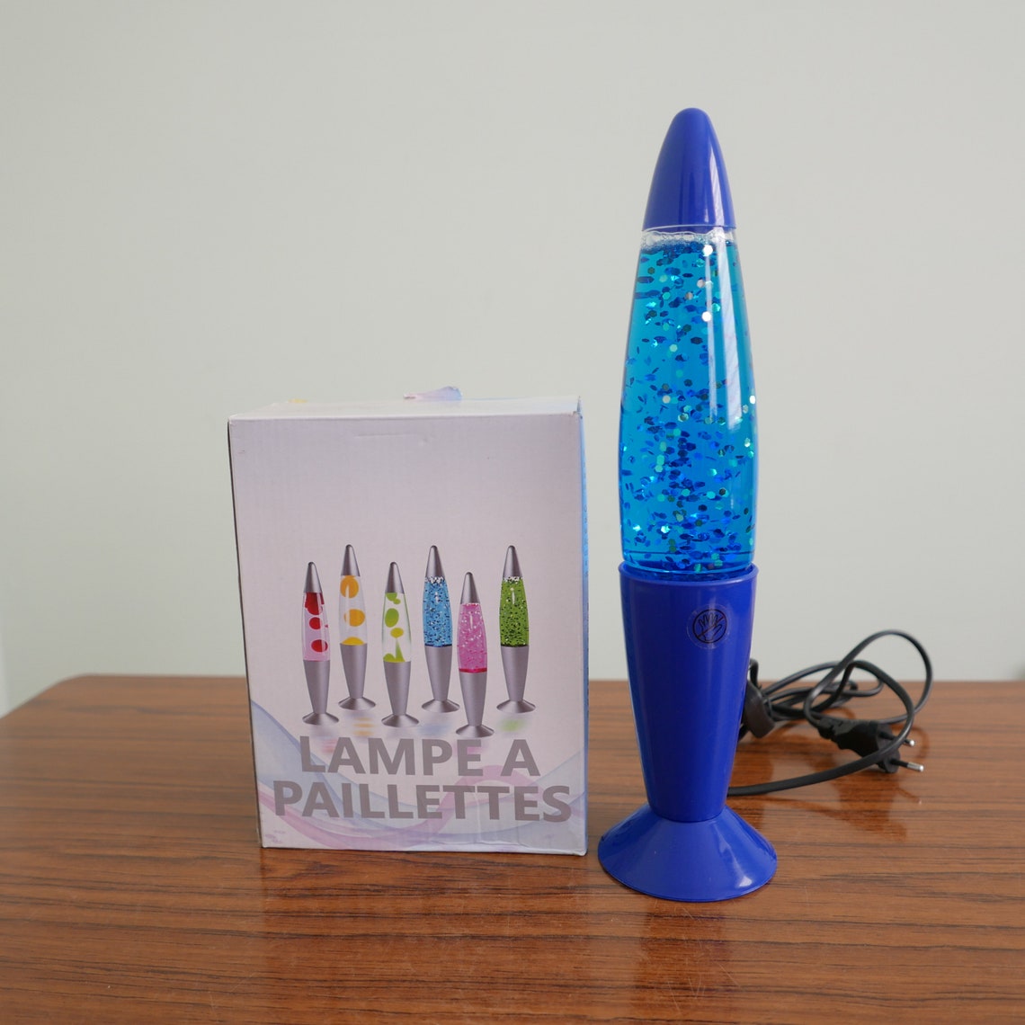 Vintage Blauwe Lava lamp Glitter lamp tafellamp  in originele doos, foto 4 di 5
