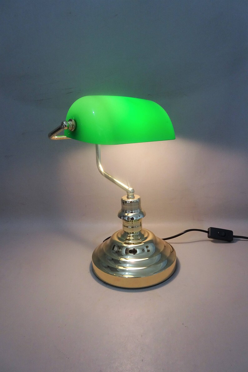 Vintage Notary Lamp Banker Lamp Desk Lamp With Green Glass Etsy