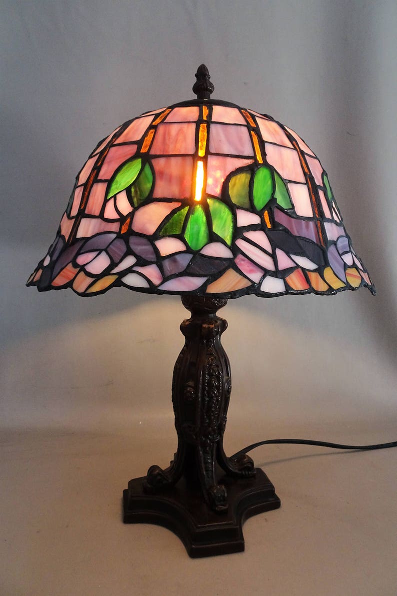 Style Glass Table Lamp With A Bronzed Metal Foot House Decoration Gift For Woman Mothersday