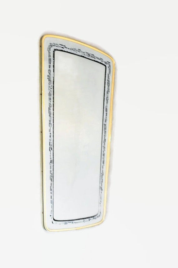 Vintage Asymmetrical Mirror With Black Painted Decoration And Vintage Asymmetrical Mirror With Black