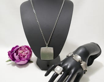 Vintage Jorgen Jensen 220 Pewter Pendant With Purple Amethyst 