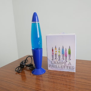 Vintage Blue Lava Lamp Lampa stołowa z brokatem w oryginalnym pudełku