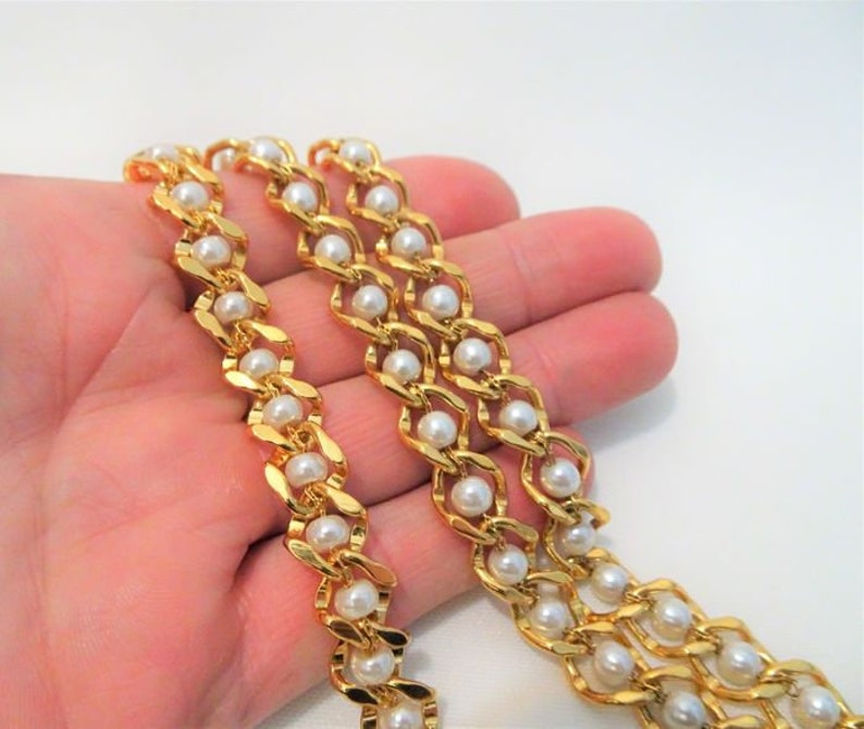 1980s Gold tone with faux pearls Demi Parure Necklace and bracelet Signed NAPIER