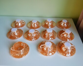 Anchor Hocking - Cup and Saucer 1950s - Orange Color - Etsy