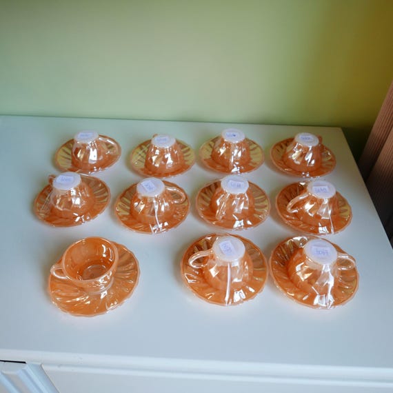 Anchor Hocking - Cup and Saucer 1950s - Orange Color - Etsy