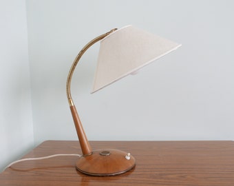 Temde Design Teak Wood Table Lamp Desk Lamp - 1960s Vintage Germany