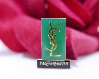 Broche Yves Saint Laurent - Logotipo YSL - Verde Vintage