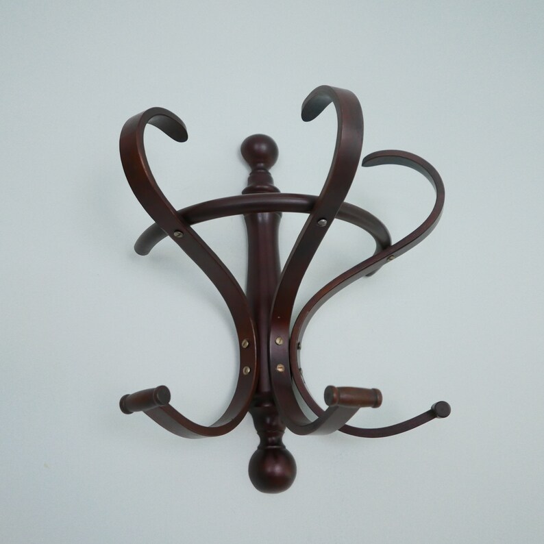 THONET Wall Coat Rack Curved Wood Dark Brown 1920s - Etsy