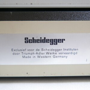 Triumpf Adler Sheidegger Germany Mechanical Typewriter in Beige with case 1960s image 9