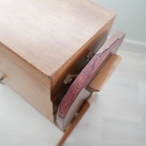 Foldable Haberdashery Cabinet on Wheels in Wood Scandinavian Design Cabinet Furniture Sewing Cabinet Sewing Box image 5