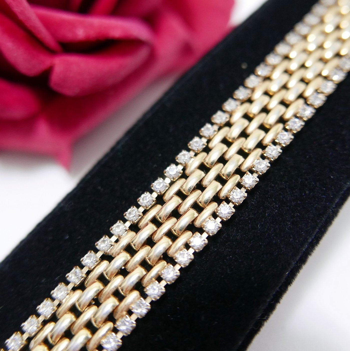 Kenneth Jay Lane - Panther Link Bracelet With Crystals 1990s - Etsy