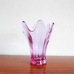 Val Saint Lambert Vase Pink Crystal VSL Belgium 1970s