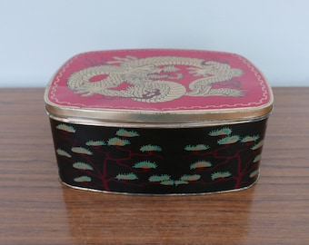 Vintage Large Biscuit Tin Tin - Cote D Or Chocolate with Image of a Dragon Asian Design 1950s