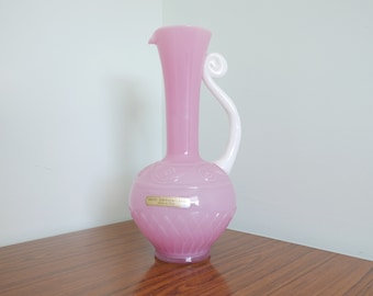 Italian Opaline Vase Pastel Pink White - 1970s