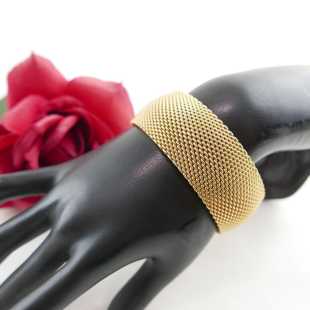 Bracelet Design Vintage Métal Chromé Martelé - Style Années 80 - Travail D'Artiste - Occasion
