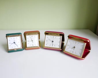 Vintage Table Clock / Travel Clock Travel Alarm Clock Alarm Clock - Europa 2 jewels