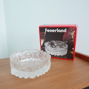 Feuerland Bark Ashtray - Rastal Design Studio 1970s Structured Glass - New Old Stock