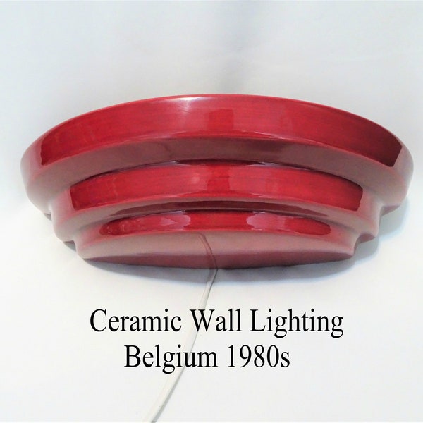 Vintage wall lamp from the 1980s - Bordeaux Red ceramic - S.A. Manufactures Porcelaines de Bruxelles n. v. Belgium - Space Age Retro