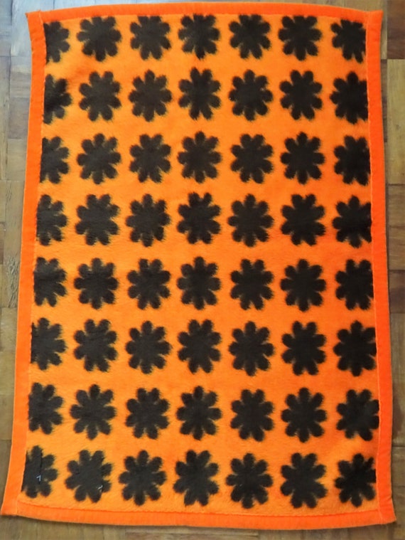 Dralon Baby Blanket Retro Orange Brown 60s 70s Juges Dralon Etsy