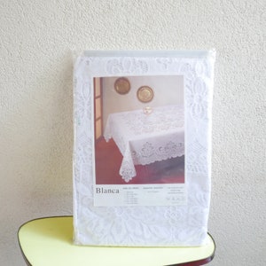 Retro Vintage Rectangular White Tablecloth Tablecloth - 80s Tablecloth Table Linen
