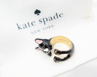 Signed Kate Spade Puppy Dog Open Ring - New York - Ma Cherie Antoine Bulldog Dog