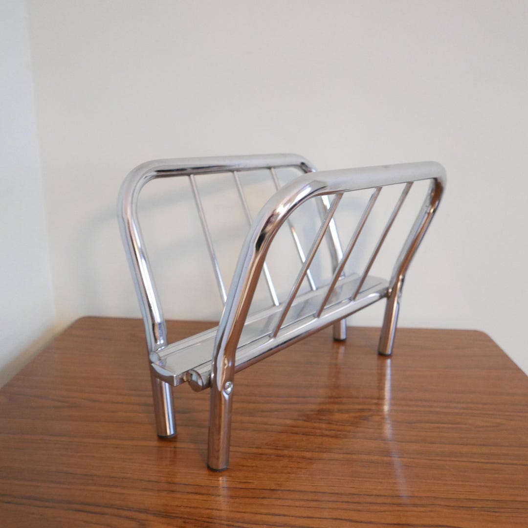 Design Chrome Magazine Holder Newspaper Rack 1970s - Etsy