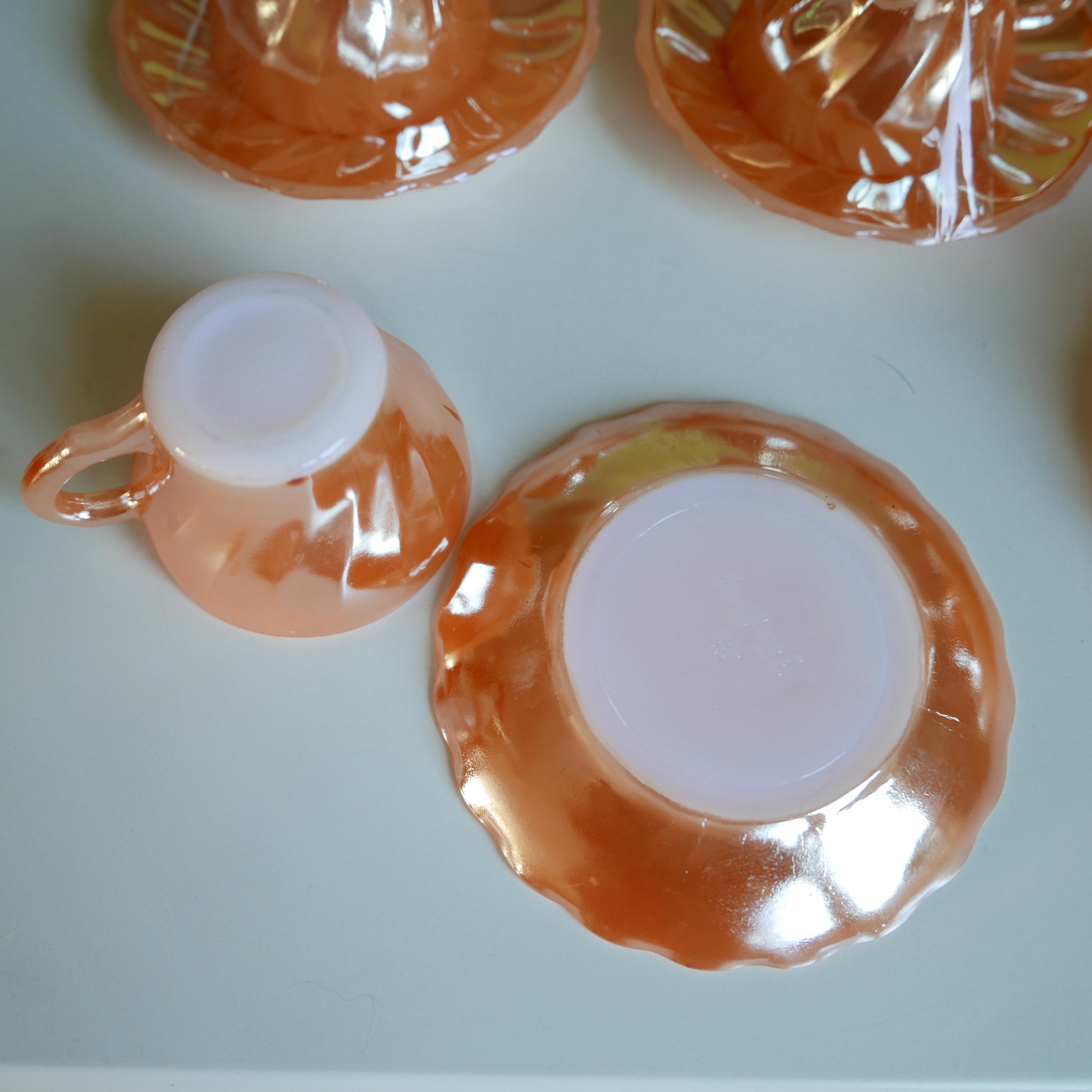 Anchor Hocking - Cup and Saucer 1950s - Orange Color - Etsy