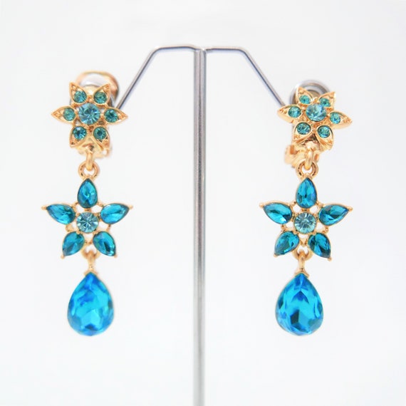 Boucles D’oreilles Oscar De La Renta à Clip – Cristaux Champagne, Plaqué Or Jaune, Neuf Sans Emballage