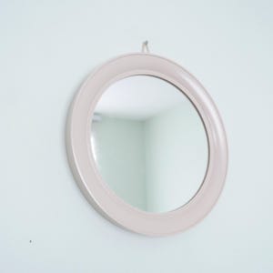 Vintage Mirror - 70s design beige round wall mirror - 1970s - Vintage wall decor