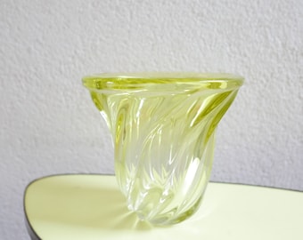 Jarrón Val Saint Lambert - Cristal - amarillo - 1950/70 VSL Val Saint Lambert Bélgica - Jarrón de colección - Regalo para mujer - Decoración del hogar