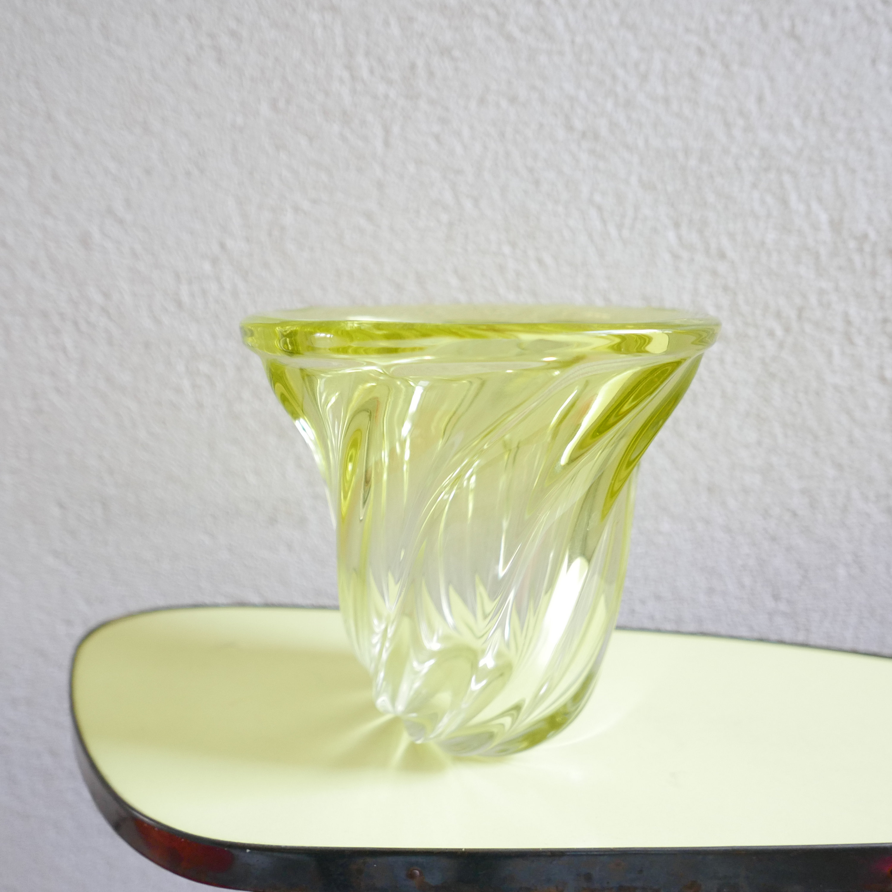 Val Saint Lambert Vase - Crystal - Yellow - 1950/70 VSL Val St