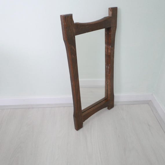 大きめ　ミラー　木製フレーム　長方形　昭和レトロ　鏡　インテリア　ヴィンテージ 1970年代のオーク材フレームの長方形ヴィンテージミラー - 壁掛け