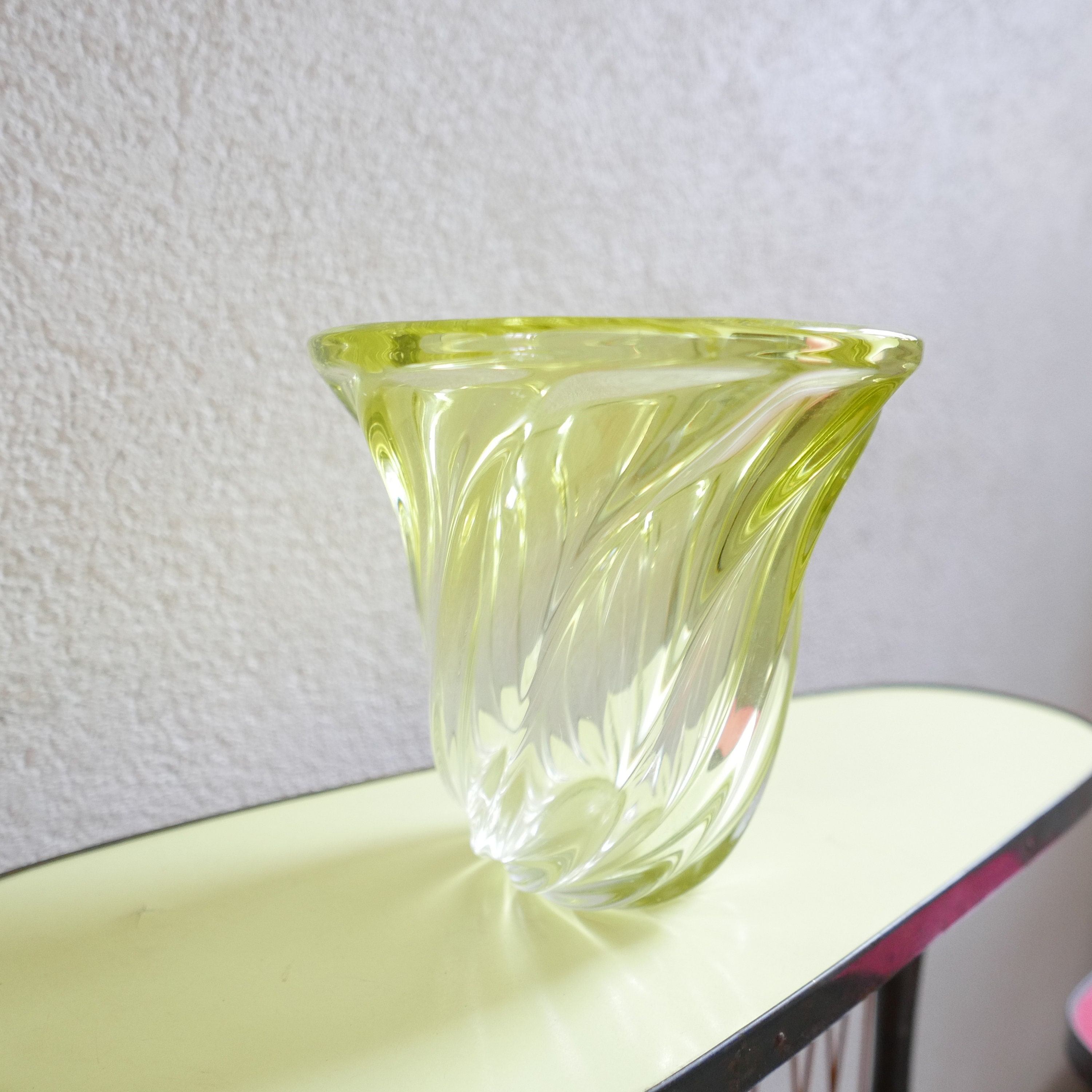 ヴァルサンランベール 花瓶 ヴァル・サン・ランベールの花瓶 - クリスタル - 黄色 - 1950/70 VSL