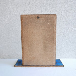Vintage-Spiegel mit Ablage aus den 1950er Jahren – blau-kariert Bild 5