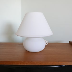 Matte White Glass Mushroom Table Lamp Signed Designer Glashutte Limburg 1970s Design Lamp Vintage - Mushroom Table Lamp